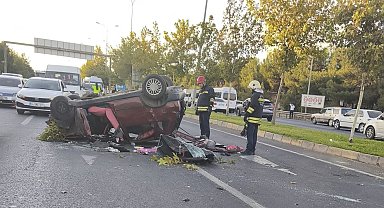 Kontrolden çıkan otomobil takla atarak karşı şeride geçti: 3 yaralı