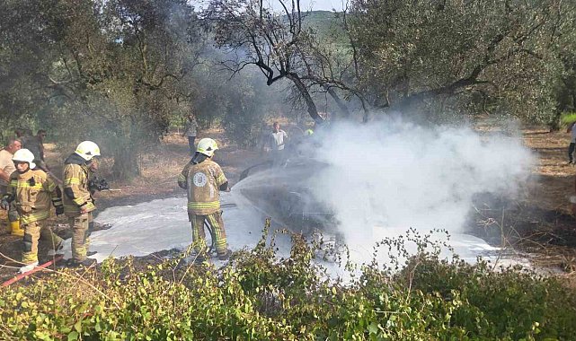 Kontrolden çıkan otomobil tarlada yandı: 1 ölü, 1'i çocuk 5 yaralı