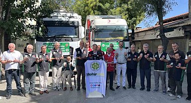 Konya'dan Suriye'ye toplu düğün yardım araçları uğurlandı