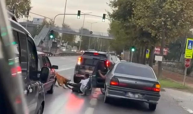 Köpeğin vatandaşı ayağından ısırıp sürüklediği anlar kamerada