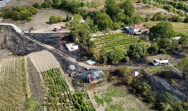 Korkutan ot yangını evlere sıçramadan söndürüldü