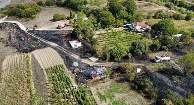 Korkutan ot yangını evlere sıçramadan söndürüldü