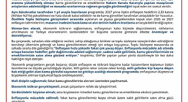 Memur-Sen'den OVP açıklaması: "Kamu görevlisi ve emeklisinin görev aylığı ile emekli aylığı arasındaki makasın kapatılmasını bekliyoruz"