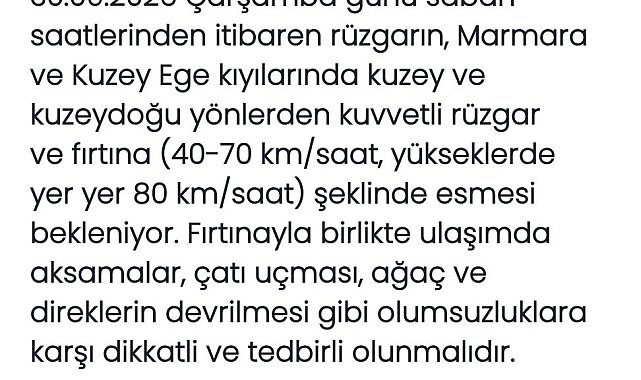 Meteoroloji açıkladı: Marmara ve Kuzey Ege'de fırtına bekleniyor