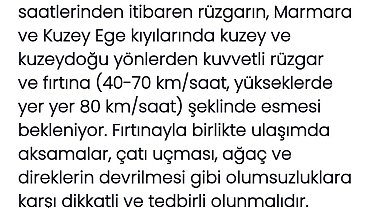 Meteoroloji açıkladı: Marmara ve Kuzey Ege'de fırtına bekleniyor