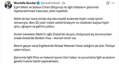 Mustafa Sandal: "Melis ile karı koca olmak dışında maddi anlamda hiçbir ortak işimiz olmamıştır"
