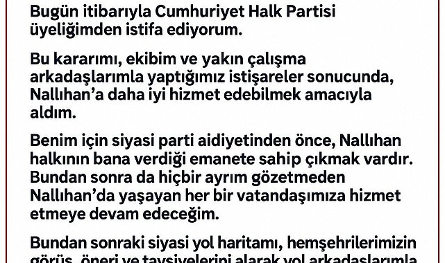 Nallıhan Belediye Başkanı Güngör, CHP'den istifa etti