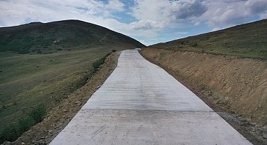 Ordu'da Çambaşı–Mesudiye yolunda beton çalışması