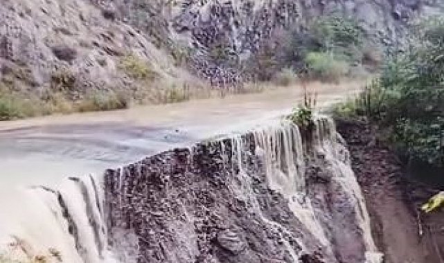 Posof'ta aşırı yağış sonrası sel meydana geldi, yol çöktü