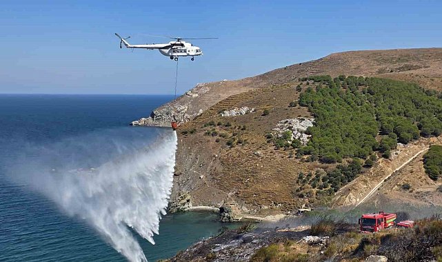 Rüzgarın etkisiyle büyüyen yangına havadan müdahale edildi