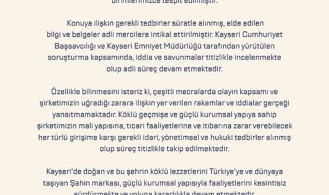 Şahin Sucukları'ndan usulsüzlük iddialarına açıklama: "Süreç titizlikle takip ediliyor"