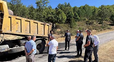 Şaphane'de Değirmendere köyü yolunda bakım ve onarım çalışması