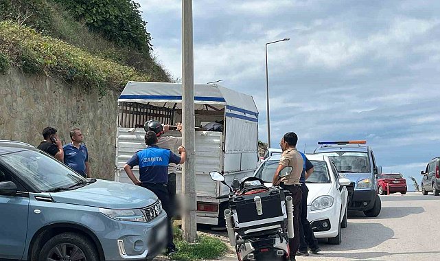 Sinop'ta belediyeye ait tabelayı alan şahıs polis merkezine götürüldü