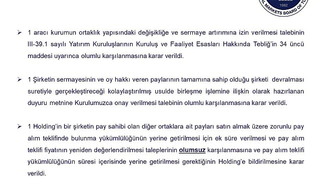 SPK'dan tasfiye süresine ilişkin basın duyurusu
