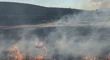 Tekirdağ'da korkutan anız yangını