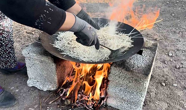 Tel tel ipe dizilen erişteler kış sofraları için hazırlanıyor