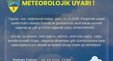 Tunceli için kuvvetli yağış uyarısı