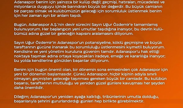 Adanaspor devredildi