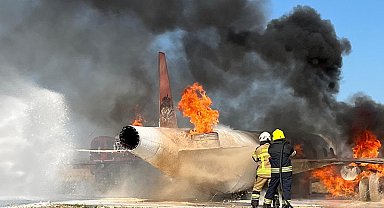 Adıyaman Havalimanı'nda uçak yangını tatbikatı