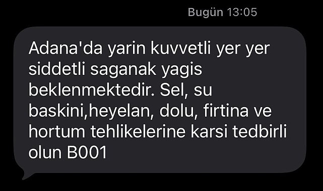 AFAD'dan Adana için uyarı