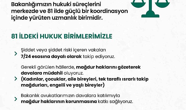 Aile ve Sosyal Hizmetler Bakanlığından şiddet mağdurları için hukuki koruma vurgusu
