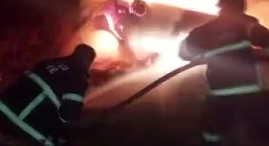 Amasya'da takla atan otomobil alev alev yandı, sürücü son anda kurtuldu