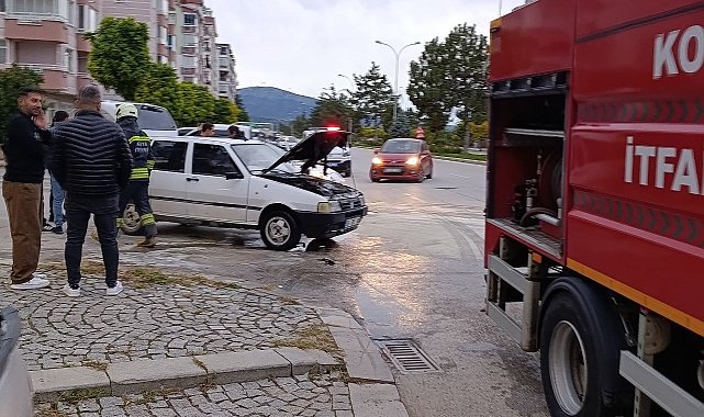 Beyşehir'de seyir halindeki otomobilde yangın paniği