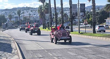 Bodrum'da arazi araçlarıyla bayram kutlaması