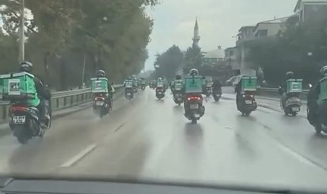 Bursa'da yüzlerce motokurye, vefat eden arkadaşları için konvoy yaptı
