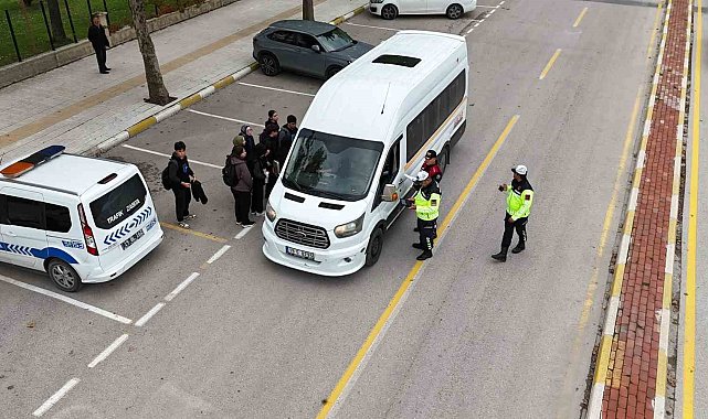 Çorum'da okul servislerine dron destekli denetim