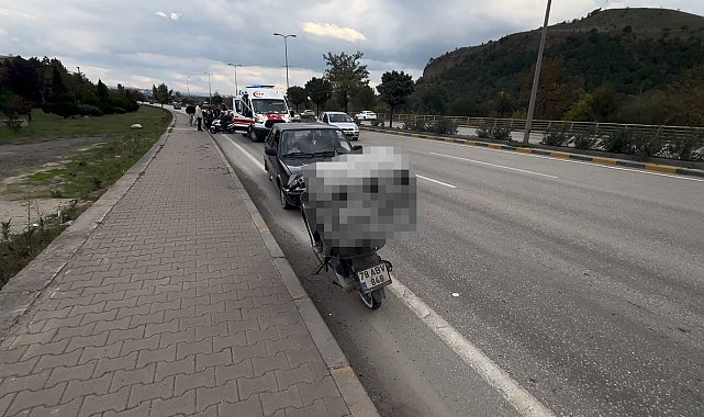 Devrilen motosikletin sürücüsü yaralandı