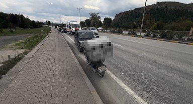 Devrilen motosikletin sürücüsü yaralandı