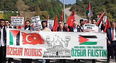 Düzce Üniversitesi'nde Filistin'e destek yürüyüşü