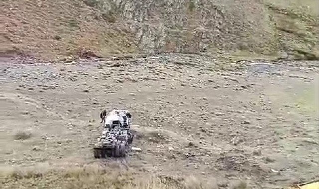 Erzurum'da Palandöken geçidinde tır uçuruma yuvarlandı