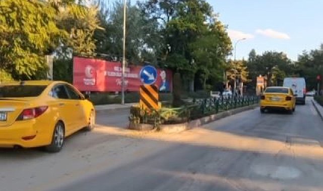 Eskişehir'de taksinin ters yön ihlali kamerada