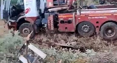 Gercüş'te vinç şarampole yuvarlandı: 1 yaralı