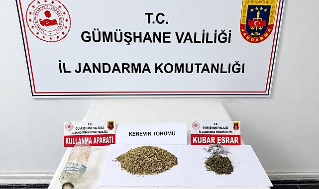 Gümüşhane'de durdurulan araçta uyuşturucu ve kenevir tohumu ele geçirildi