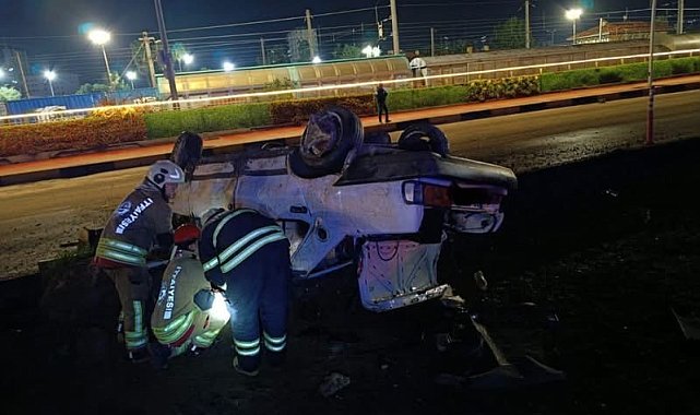 İskenderun'da otomobil takla attı: 3 yaralı