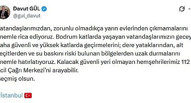 İstanbul Valisi Gül: "Vatandaşlarımız, zorunlu olmadıkça yarın evlerinden çıkmasın"