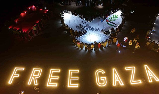 Kapadokya'dan Gazze'ye ışıklı mesaj: "Free Gaza"