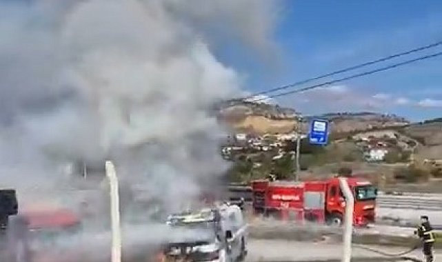 Kastamonu'da park halindeki tanker alev alev yandı
