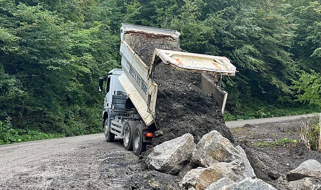 Kaynaşlı'da heyelan sonrası yol güvenliği için çalışma
