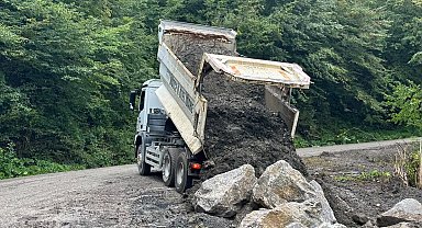 Kaynaşlı'da heyelan sonrası yol güvenliği için çalışma