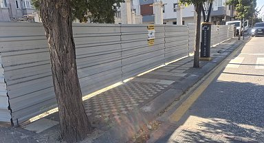 Keşan'da o caddedeki inşaatta kaldırım işgali sona erdi