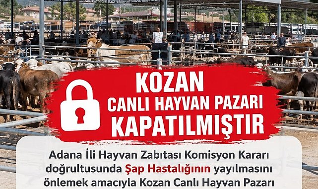 Kozan canlı hayvan pazarı şap hastalığı nedeniyle kapatıldı