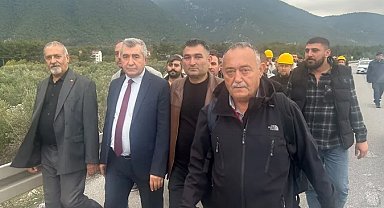 Manisa Soma'da madencilerin yürüyüşünde Jandarma engeli