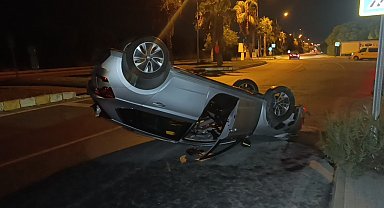 Otomobil takla attı, sürücü alkollü çıktı