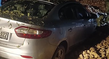 Park halindeki otomobil heyelanda zarar gördü