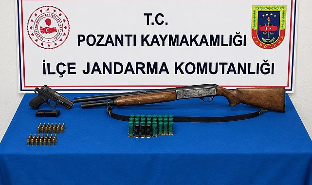 Pozantı'da tabanca, tüfek ve uyuşturucu ele geçirildi
