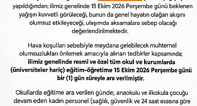 Sakarya'da okullar 1 gün tatil edildi